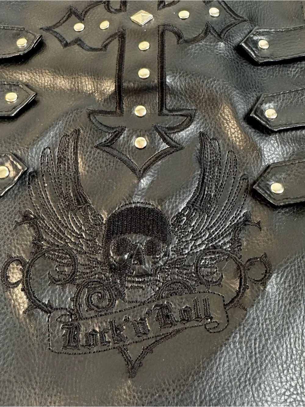 Bret Michaels Black Pleather Studded Rock & Roll Dog Vest